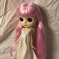 custom blythe doll with pink hair and white outfit